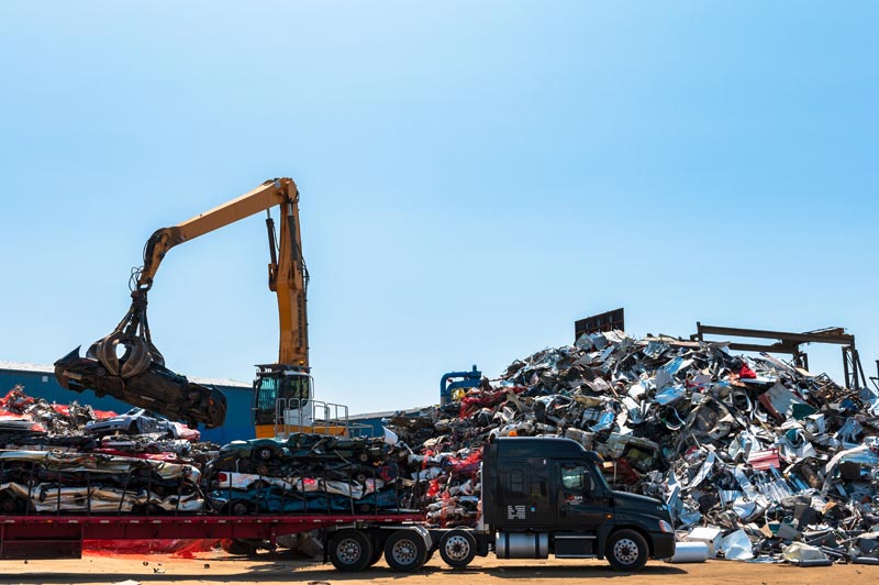 Unloading Scrap Cars from Truck