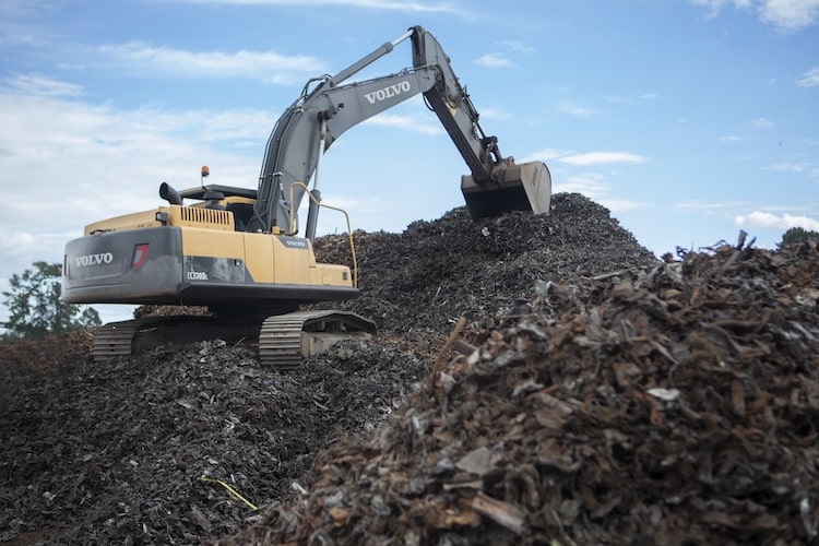 heavy equipment working on a recycling site